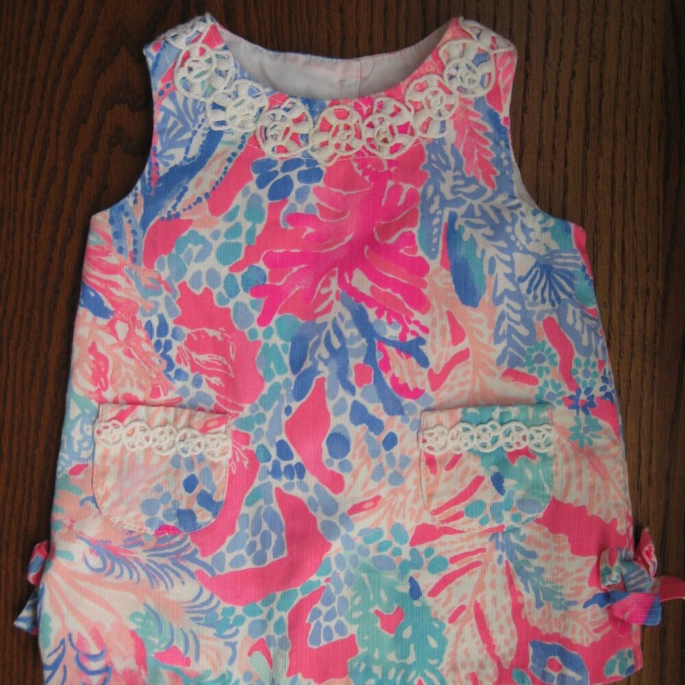 Lily Pulitzer Shift Dress 3-6 Months tropical pink blue